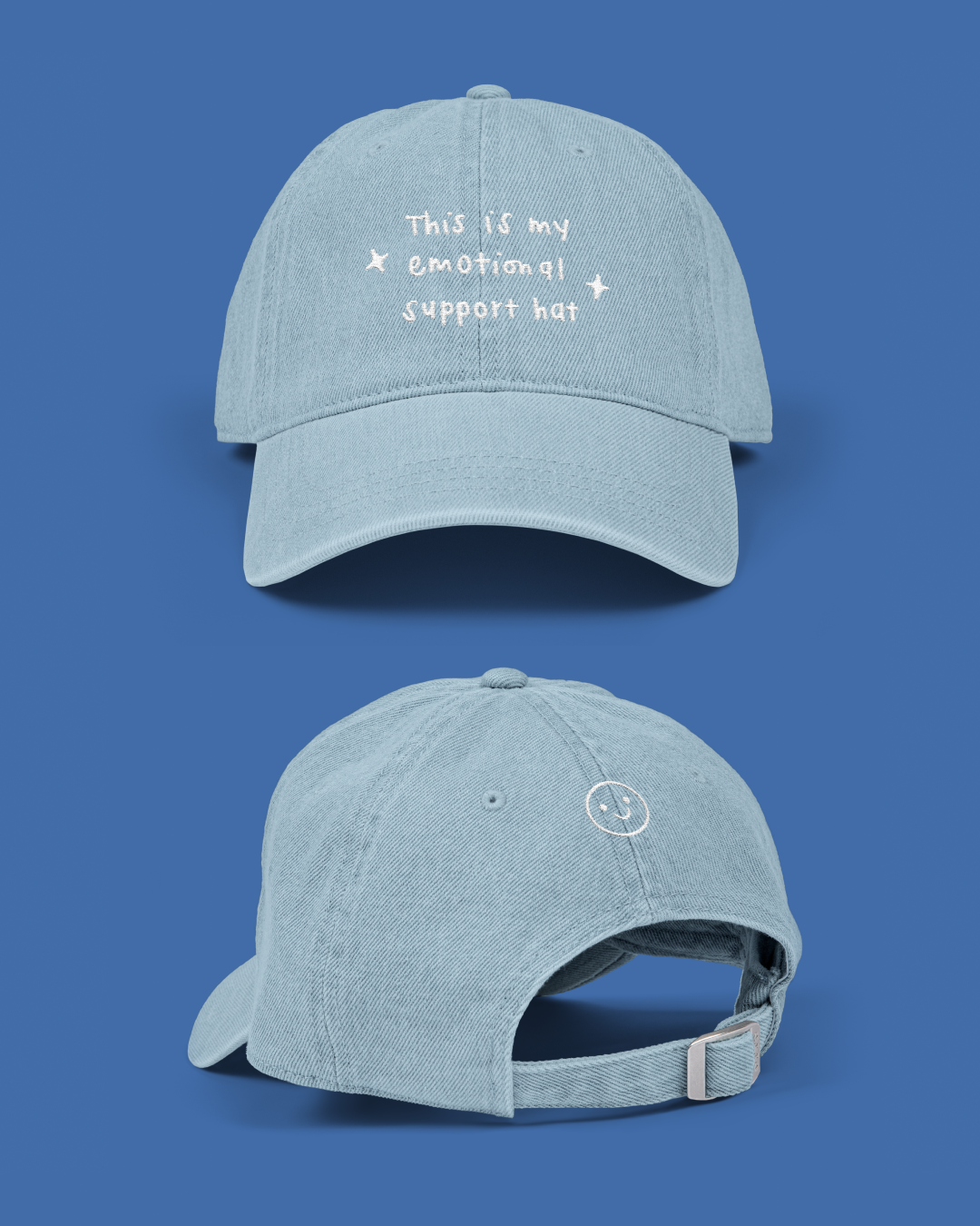 Emotional Support Embroidered Denim Hat, Personalizable Funny Unisex Dad Cap