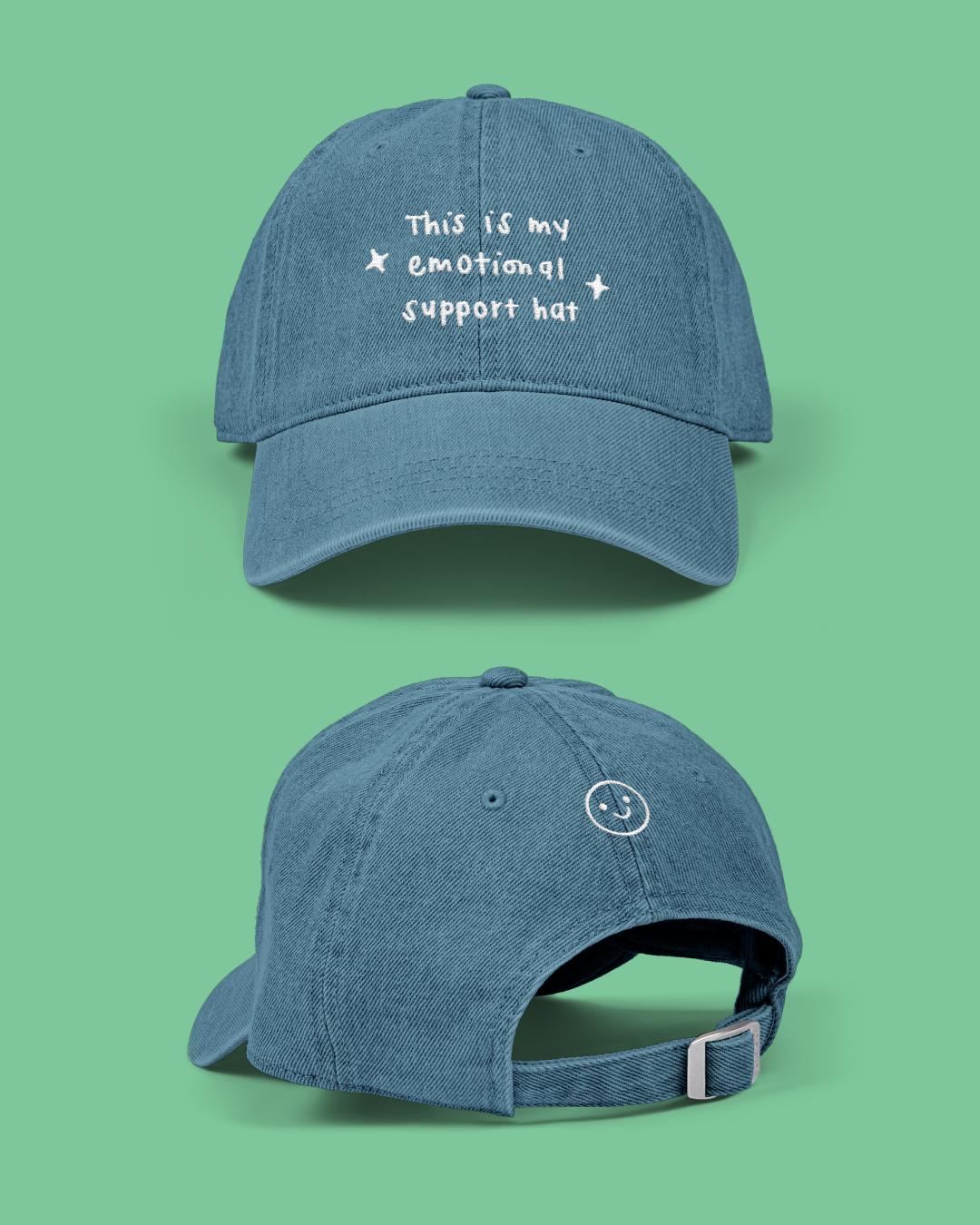 Emotional Support Embroidered Denim Hat, Personalizable Funny Unisex Dad Cap