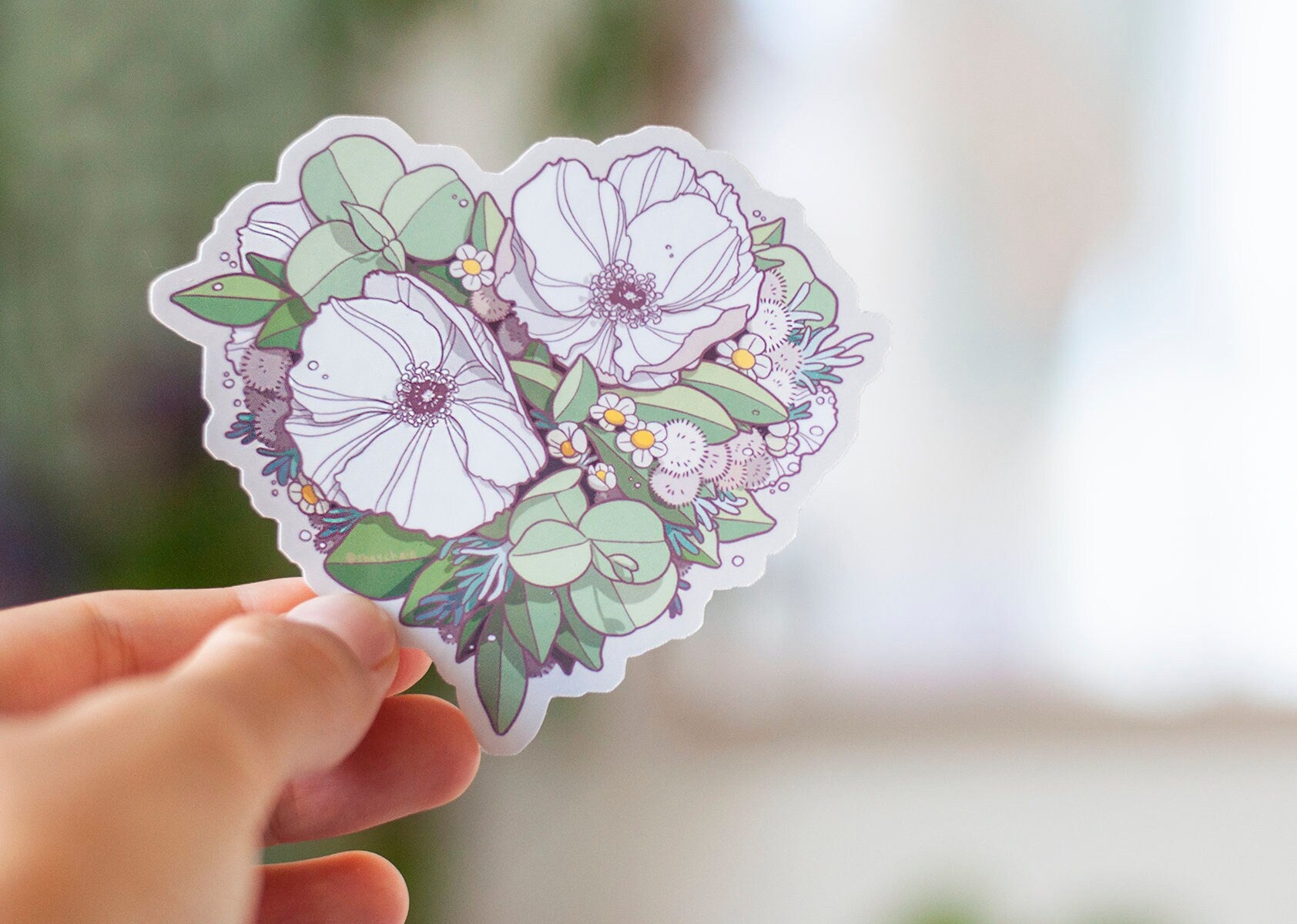 Floral Heart Botanical Art Sticker