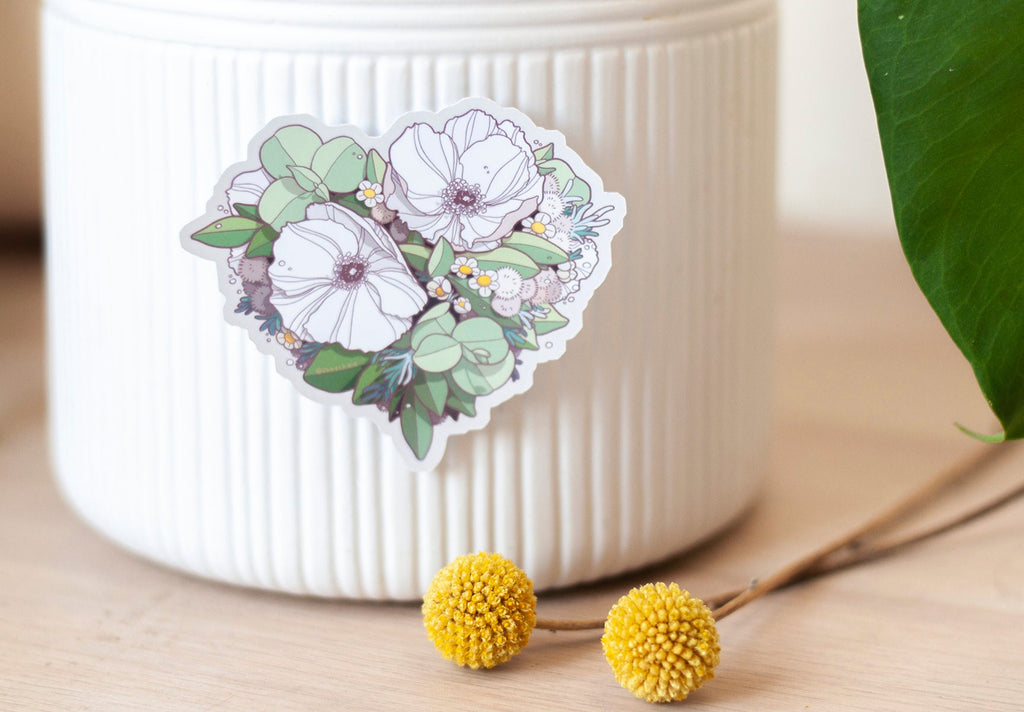 Floral Heart Botanical Art Sticker