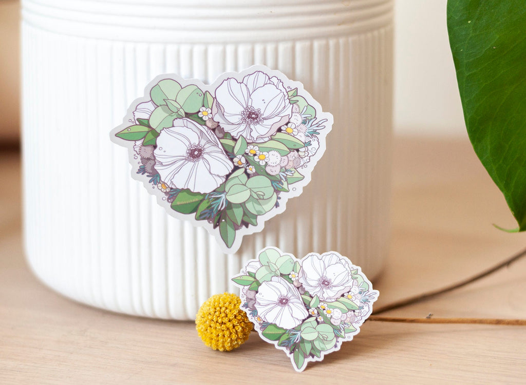 Floral Heart Botanical Art Sticker