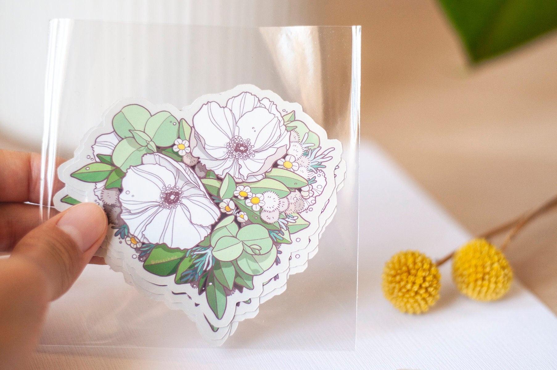 Floral Heart Botanical Art Sticker