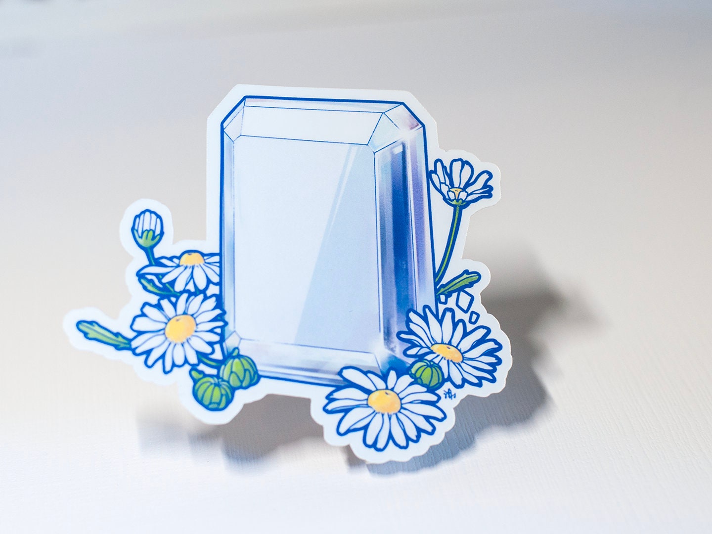 April Birth Flower & Birth Stone Sticker - Diamond and Daisy