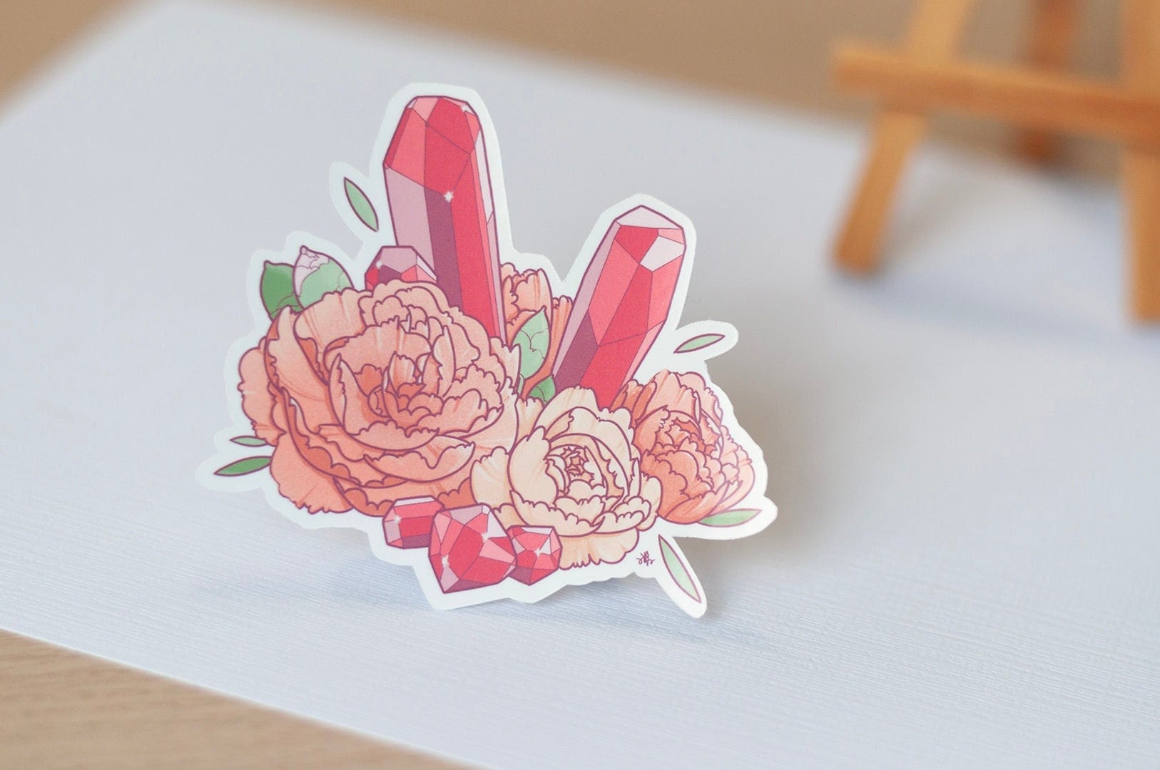 January Birth Flower & Birth Stone Sticker - Garnet and Carnation