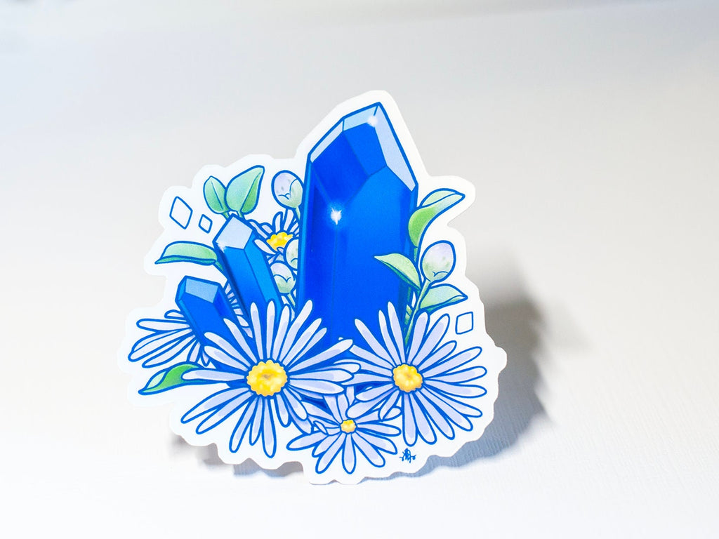 September Birth Flower & Birth Stone Sticker - Sapphire and Aster
