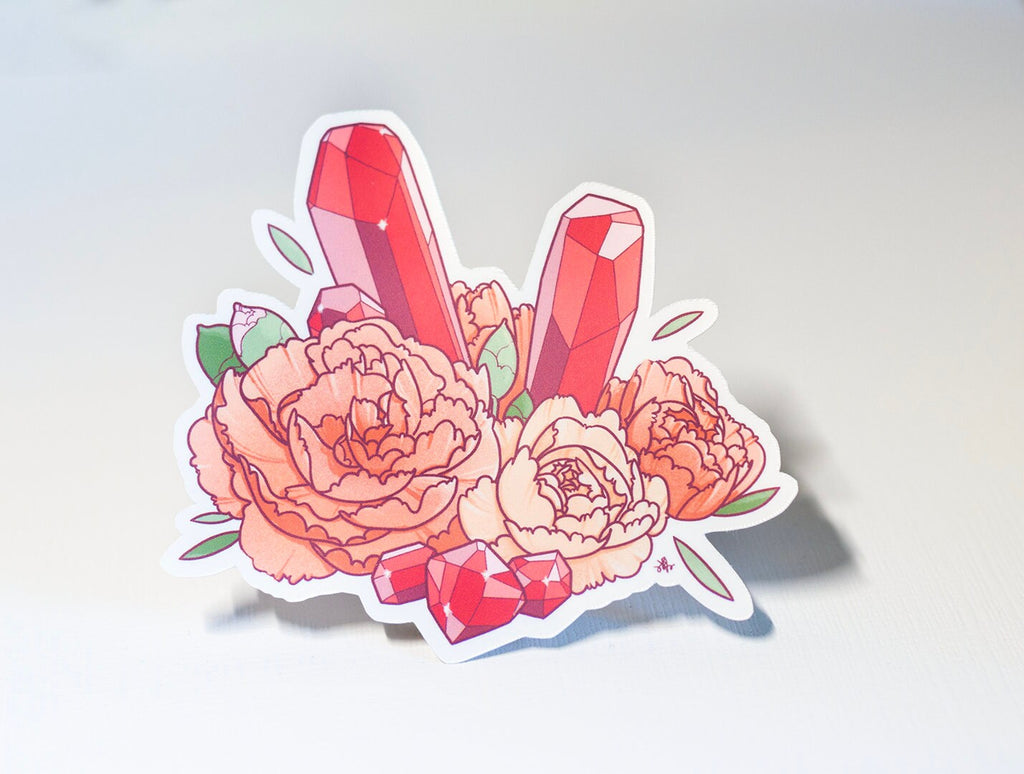 January Birth Flower & Birth Stone Sticker - Garnet and Carnation