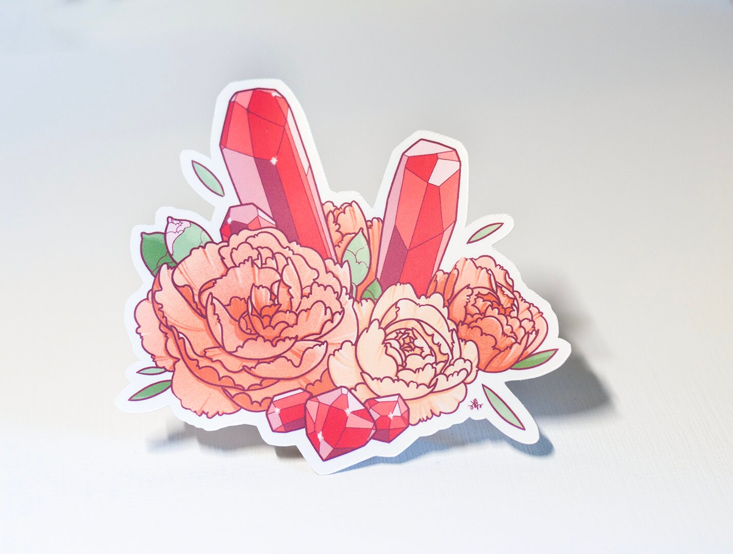January Birth Flower & Birth Stone Sticker - Garnet and Carnation