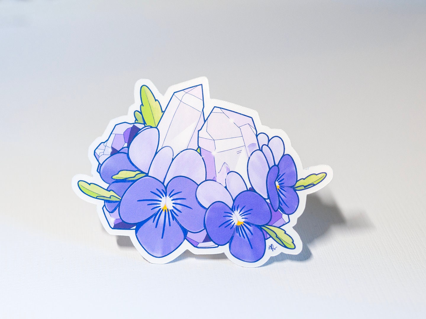 February Birth Flower & Birth Stone Sticker - Amethyst and Violet