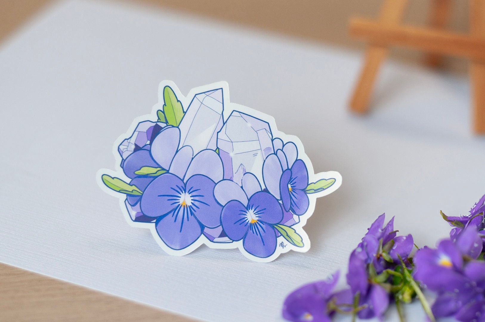 February Birth Flower & Birth Stone Sticker - Amethyst and Violet