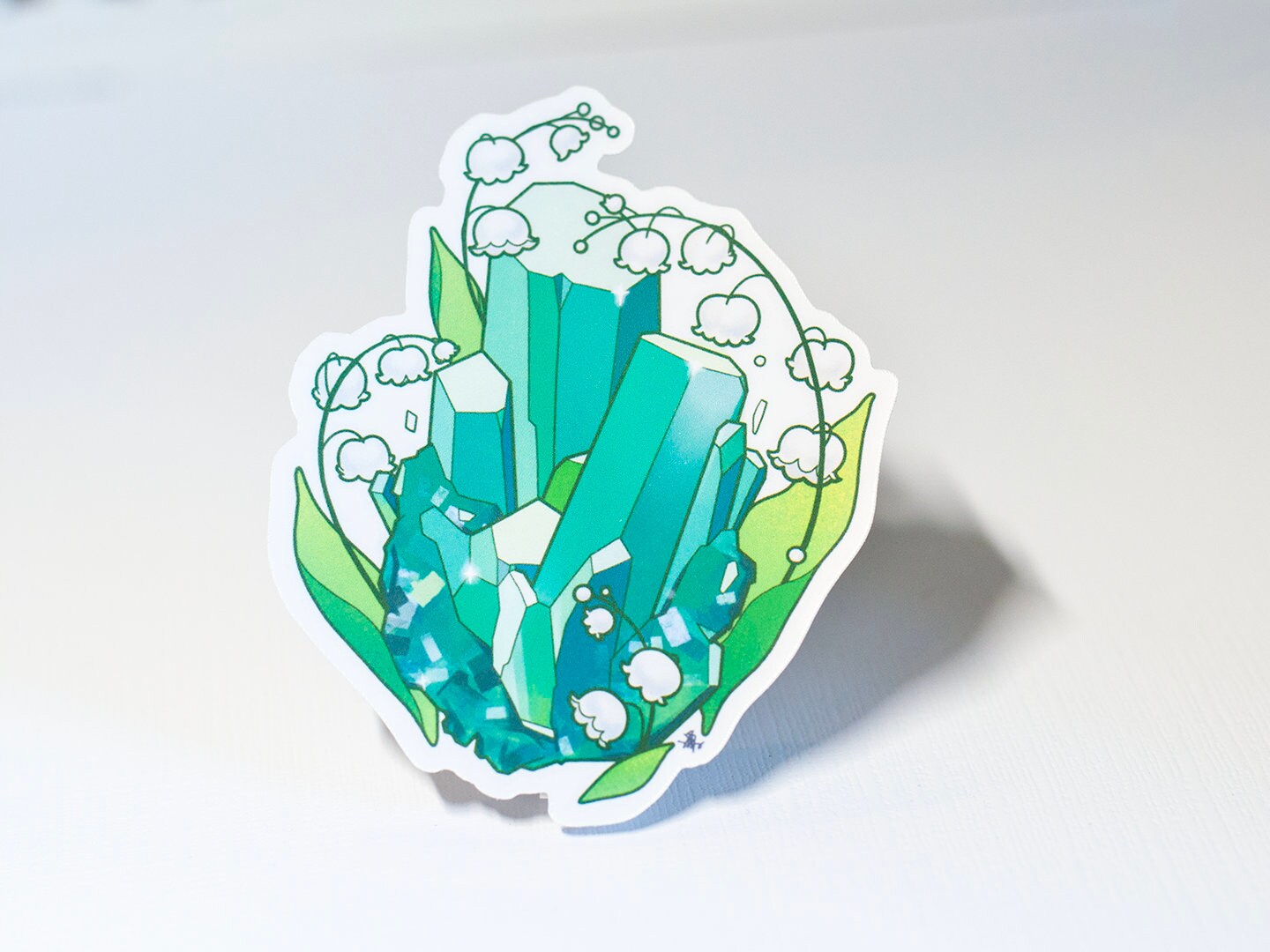 May Birth Flower & Birth Stone Sticker - Emerald and Lily of the Valley