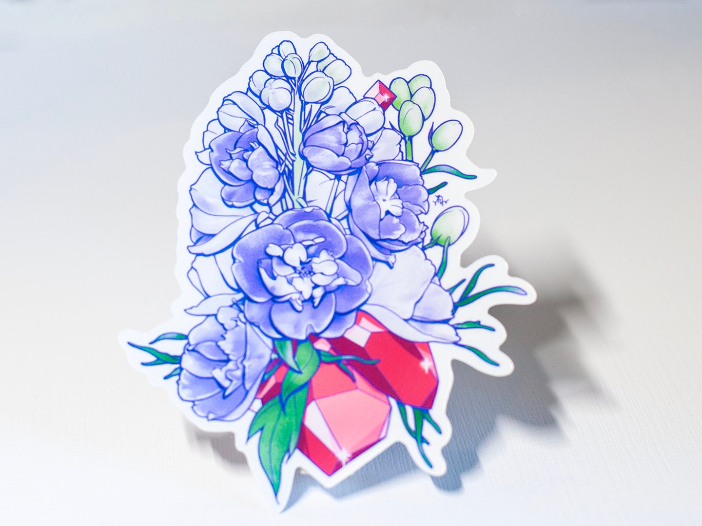 July Birth Flower & Birth Stone Sticker - Ruby and Larkspur