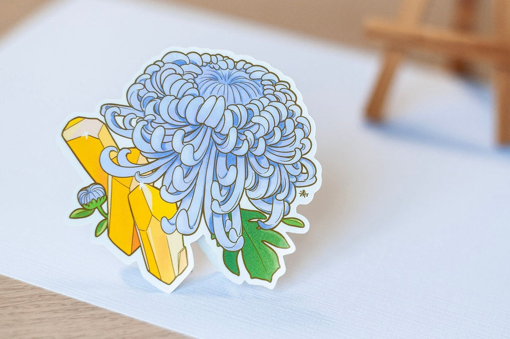 November Birth Flower & Birth Stone Sticker - Citrine and Chrysanthemum