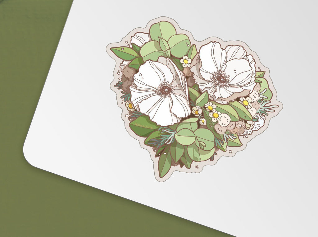 Floral Heart Botanical Art Sticker