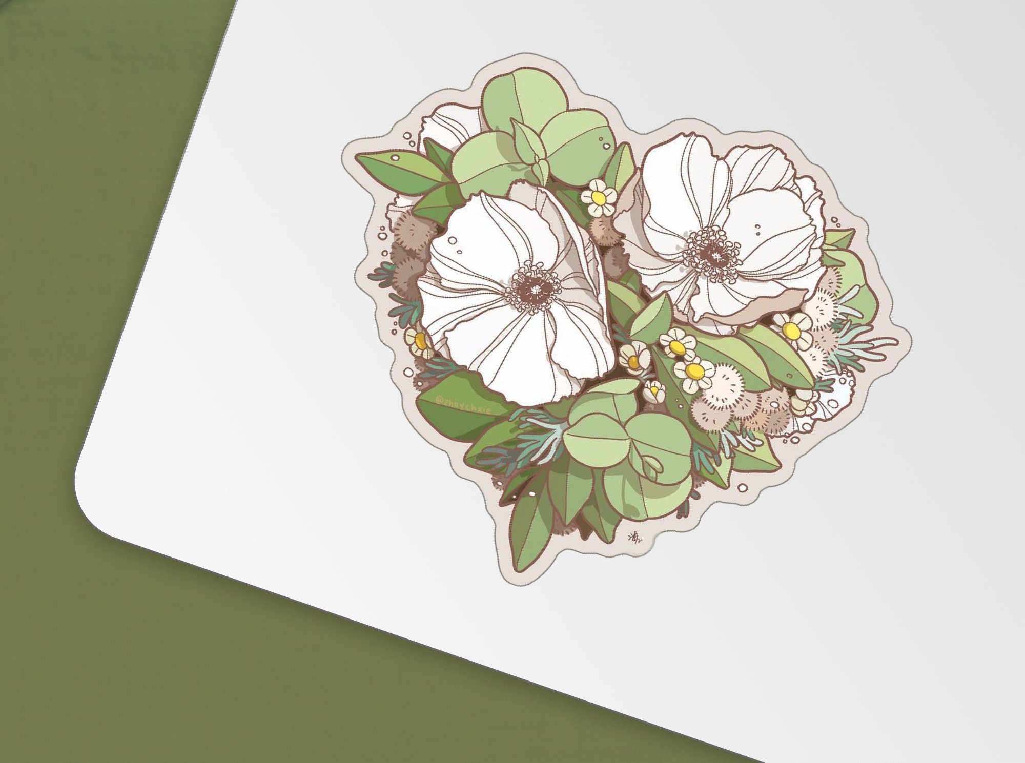 Floral Heart Botanical Art Sticker