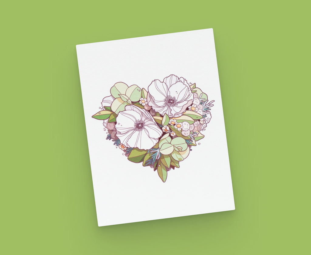 Floral Heart Greeting Card: Botanic Love & Support