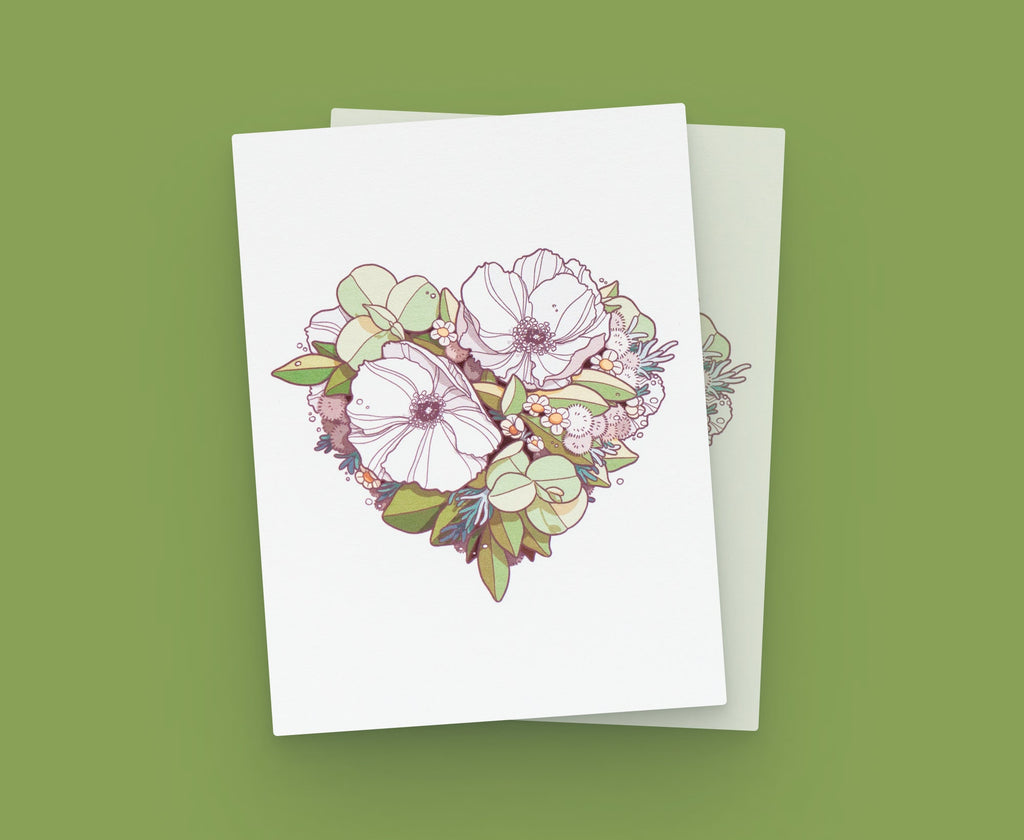 Floral Heart Greeting Card: Botanic Love & Support