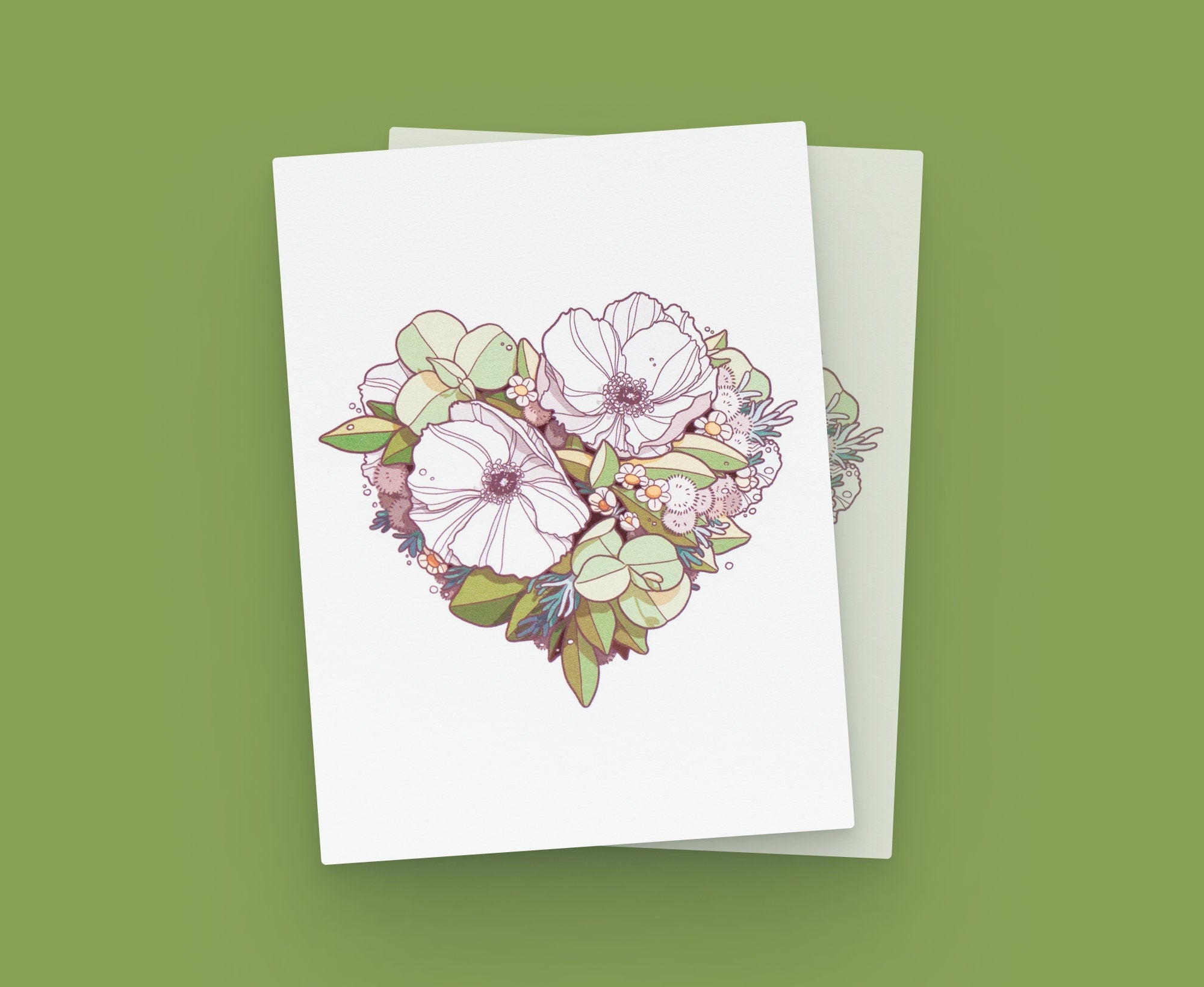 Floral Heart Greeting Card: Botanic Love & Support