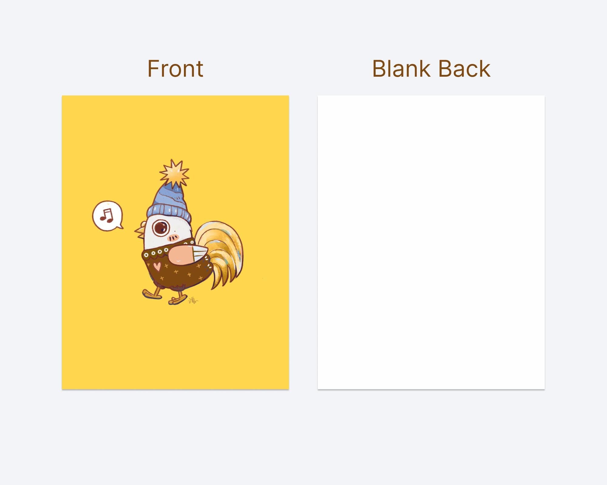 Sweater Weather Bird Art Print: Sunny Yellow Chicken Cartoon