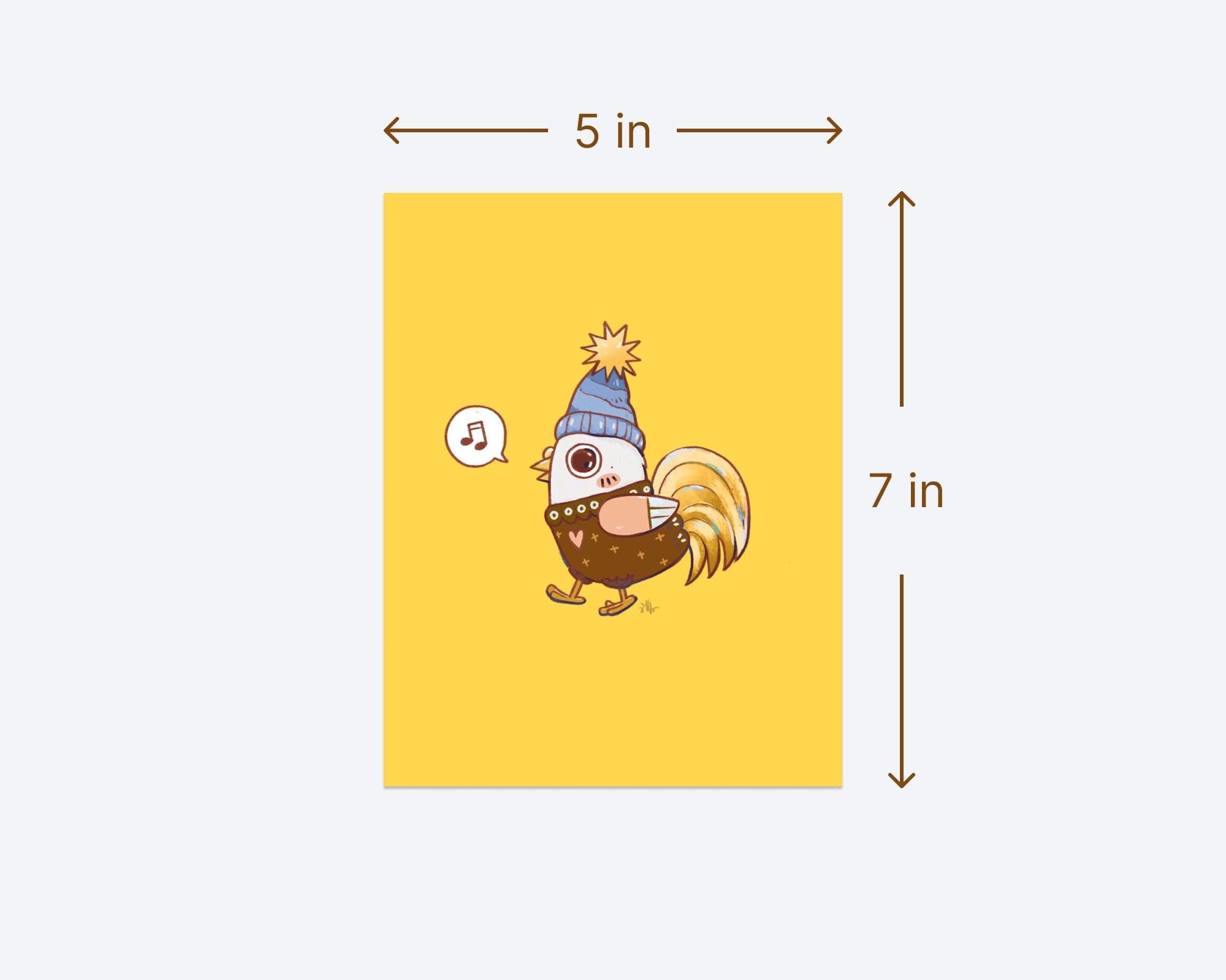 Sweater Weather Bird Art Print: Sunny Yellow Chicken Cartoon