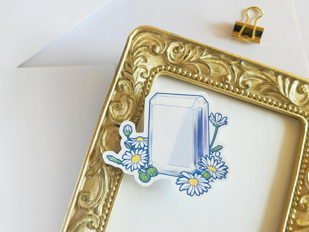 April Birth Flower & Birth Stone Sticker - Diamond and Daisy