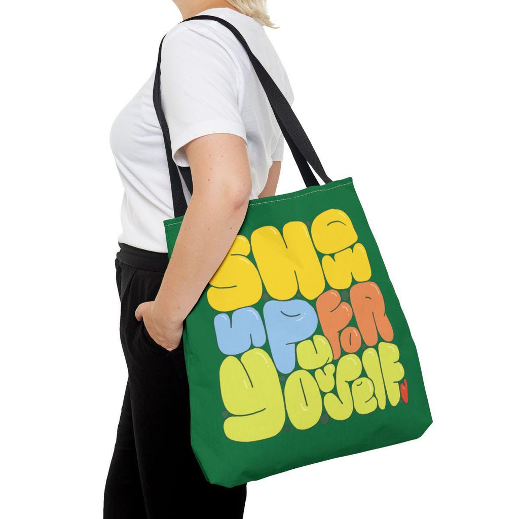 Inspirational Tote Bag: 'Show Up For Yourself' Hand-Illustrated Design