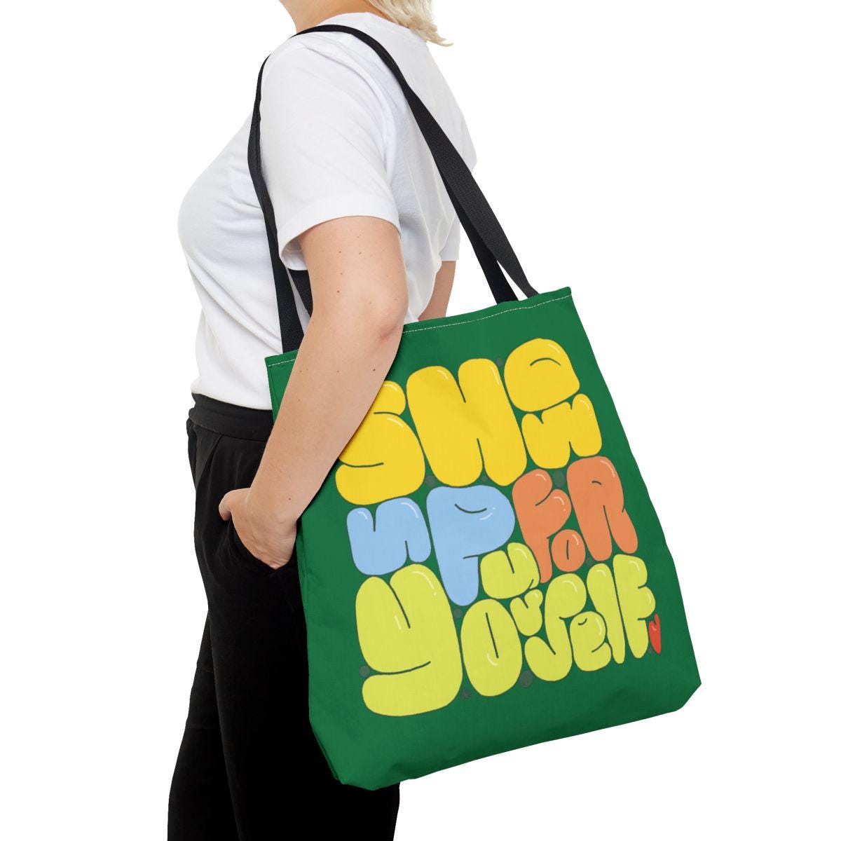 Inspirational Tote Bag: 'Show Up For Yourself' Hand-Illustrated Design