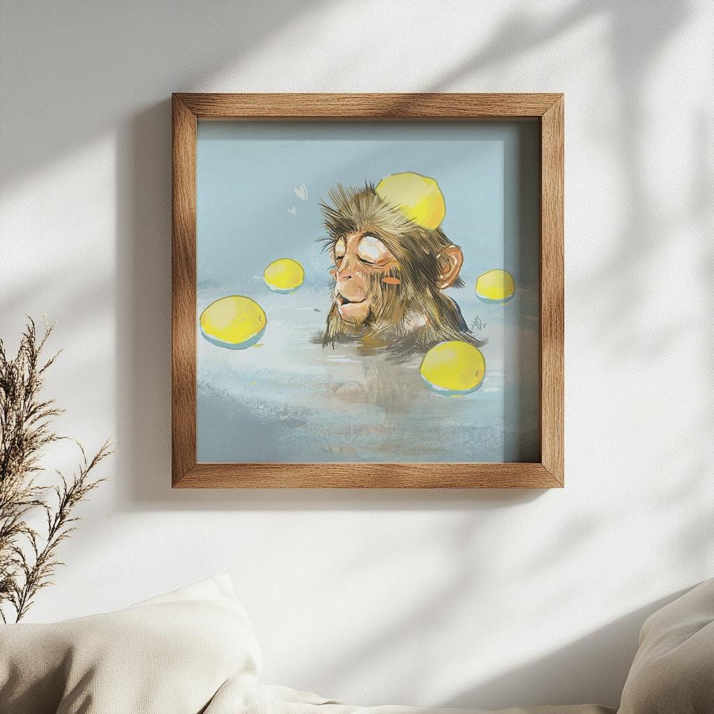 Variety Art Prints, 8x8 Square on Premium Art Paper, Hand-drawn Illustrations, Mindful Quotes, Monkey, Chicken, homes, offices, gift ideas
