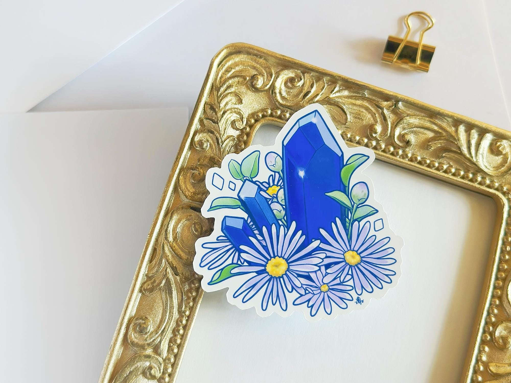 September Birth Flower & Birth Stone Sticker - Sapphire and Aster