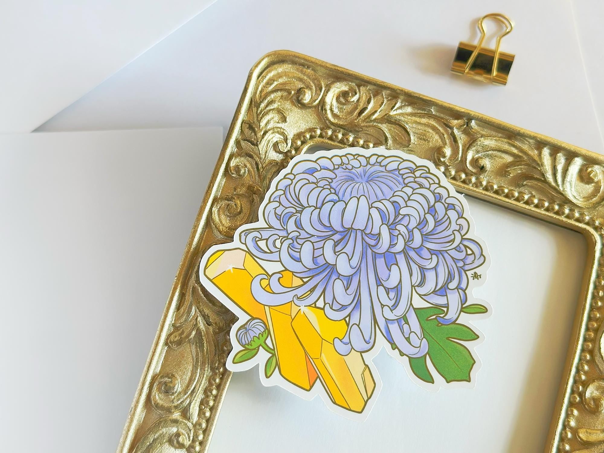 November Birth Flower & Birth Stone Sticker - Citrine and Chrysanthemum
