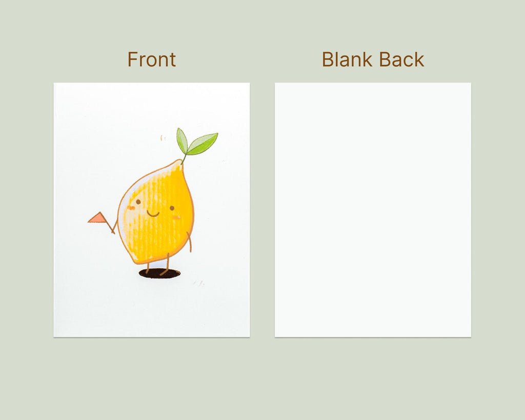Little cute lemon baby with flag, 4x5.5 fruits illustration, collectable art poster for wall, home decor, kids room, nursery, classrooms