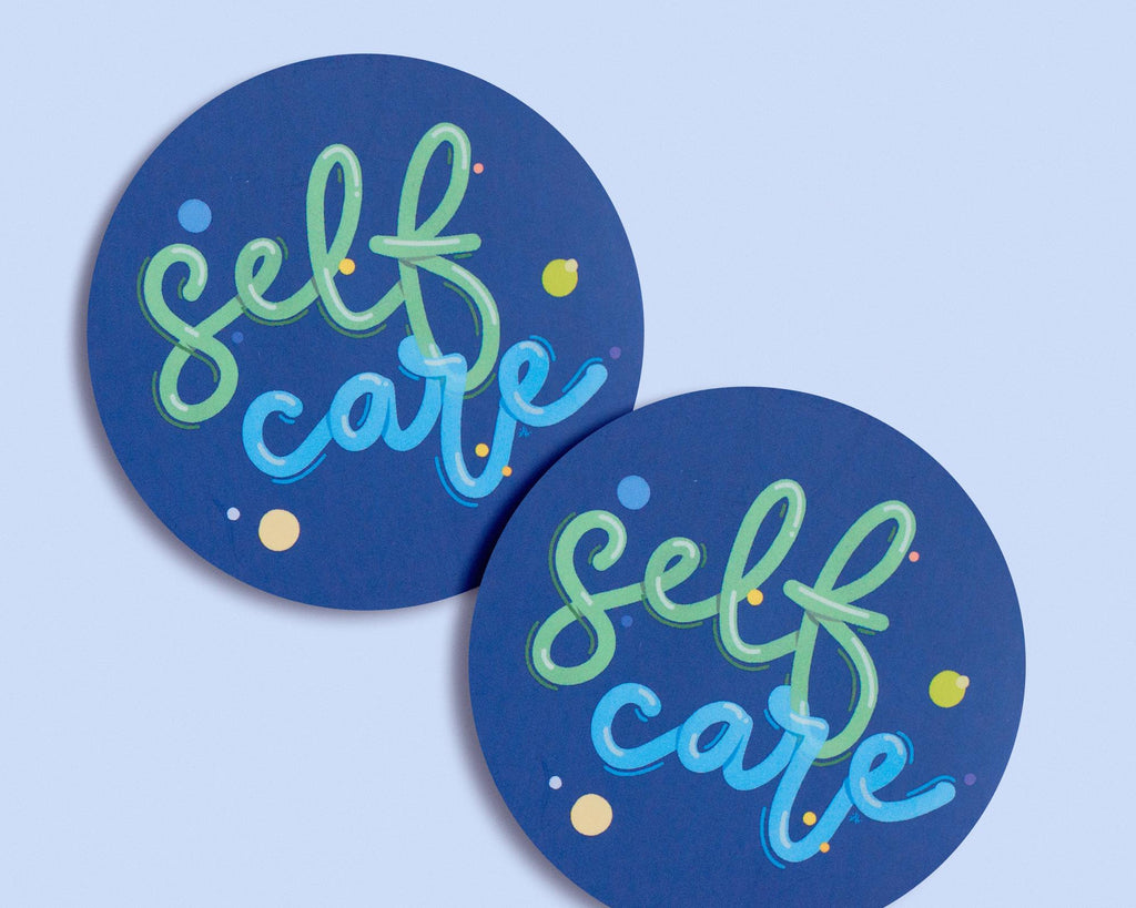 Self-Care Circle Sticker: Mindful Lettering Art