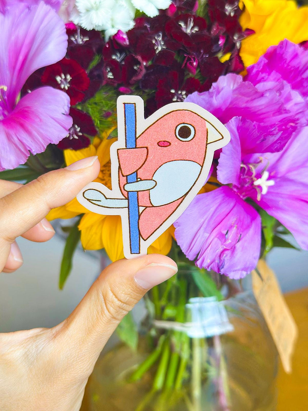 Dancing Finch on Pole Sticker