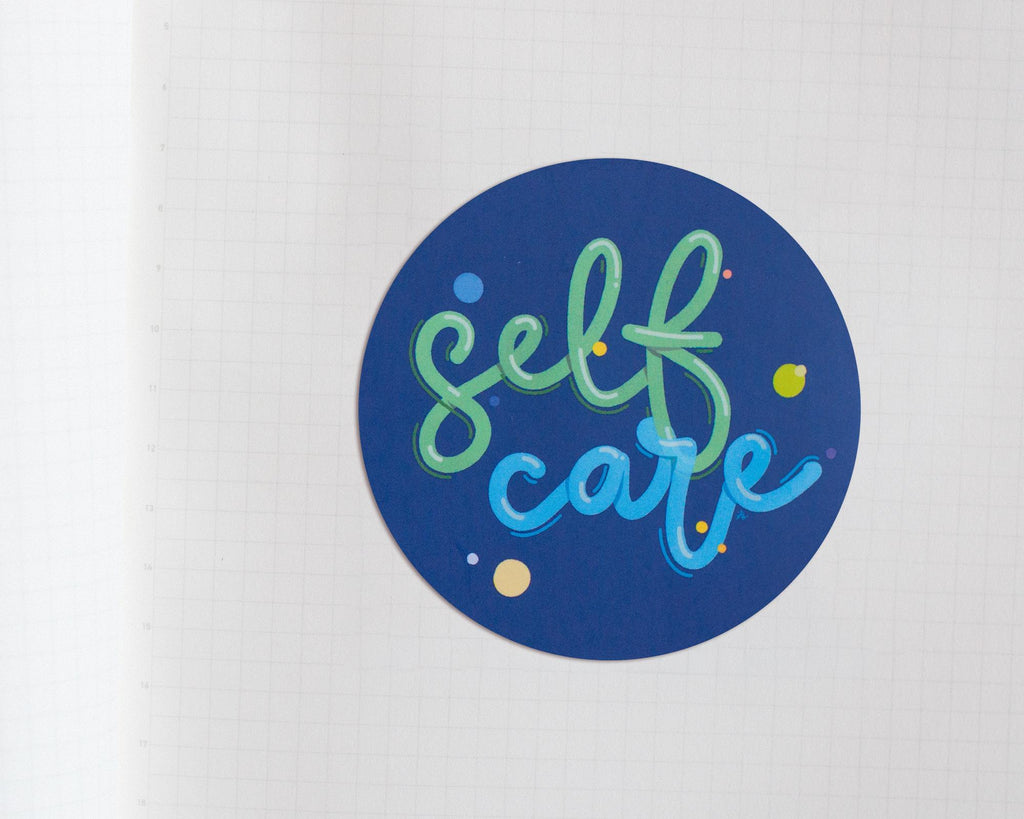 Self-Care Circle Sticker: Mindful Lettering Art