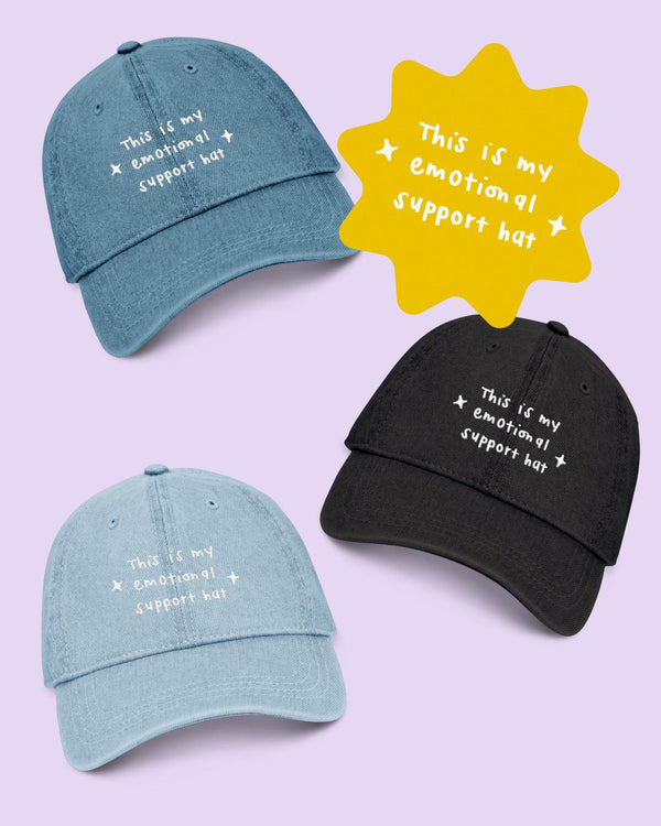 Emotional Support Embroidered Denim Hat, Personalizable Funny Unisex Dad Cap