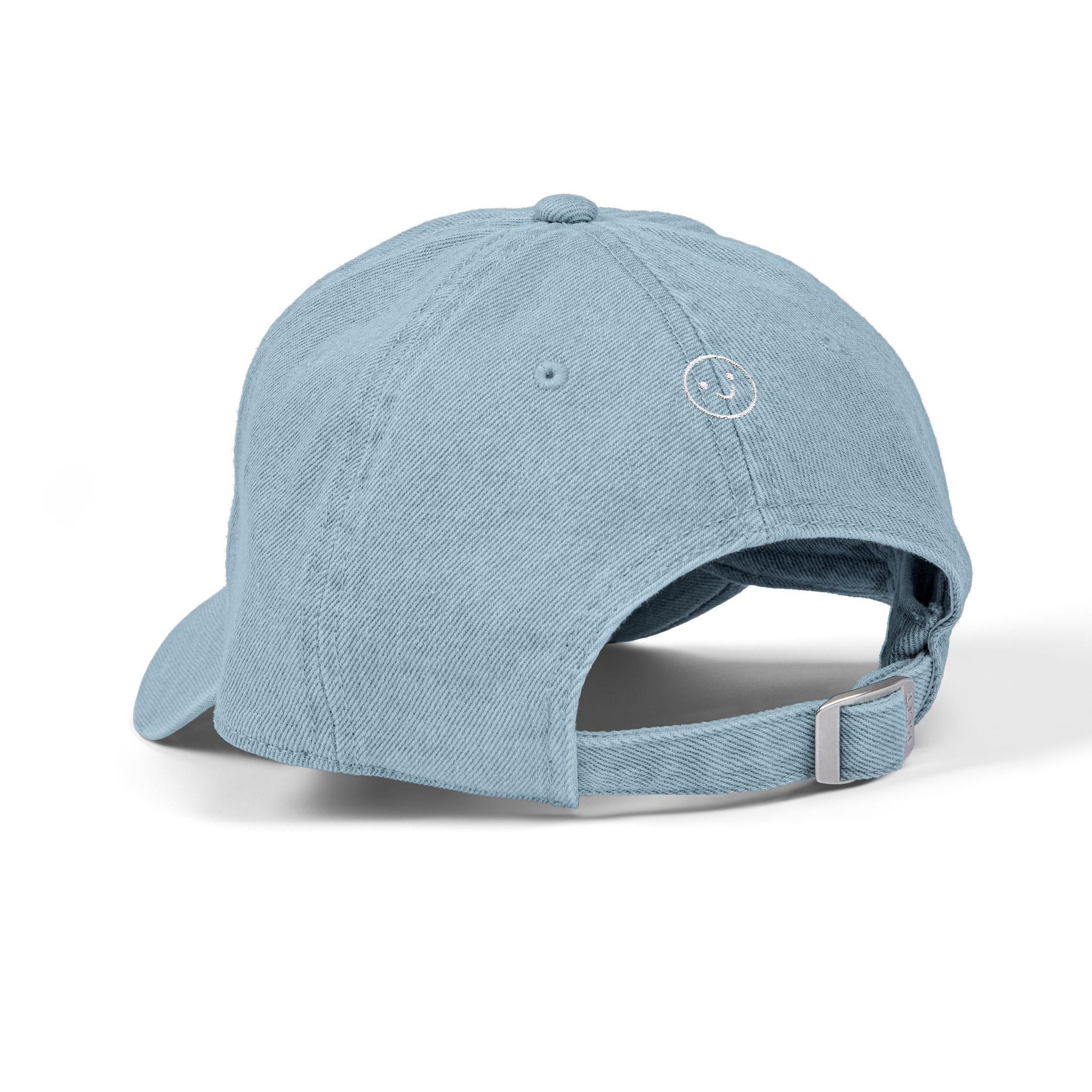 Embroidered "Stay Curious" Denim Hat: Unisex Cotton Cap with back design