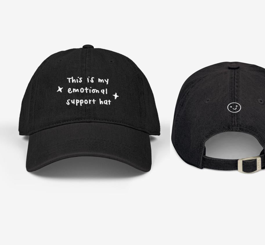 Emotional Support Embroidered Denim Hat, Personalizable Funny Unisex Dad Cap