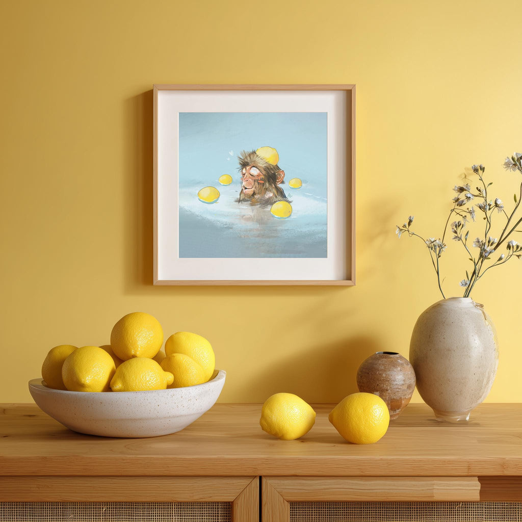 Variety Art Prints, 8x8 Square on Premium Art Paper, Hand-drawn Illustrations, Mindful Quotes, Monkey, Chicken, homes, offices, gift ideas