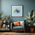 California Quail & Poppy Art Print: Hand-Drawn Illustration, State Flower