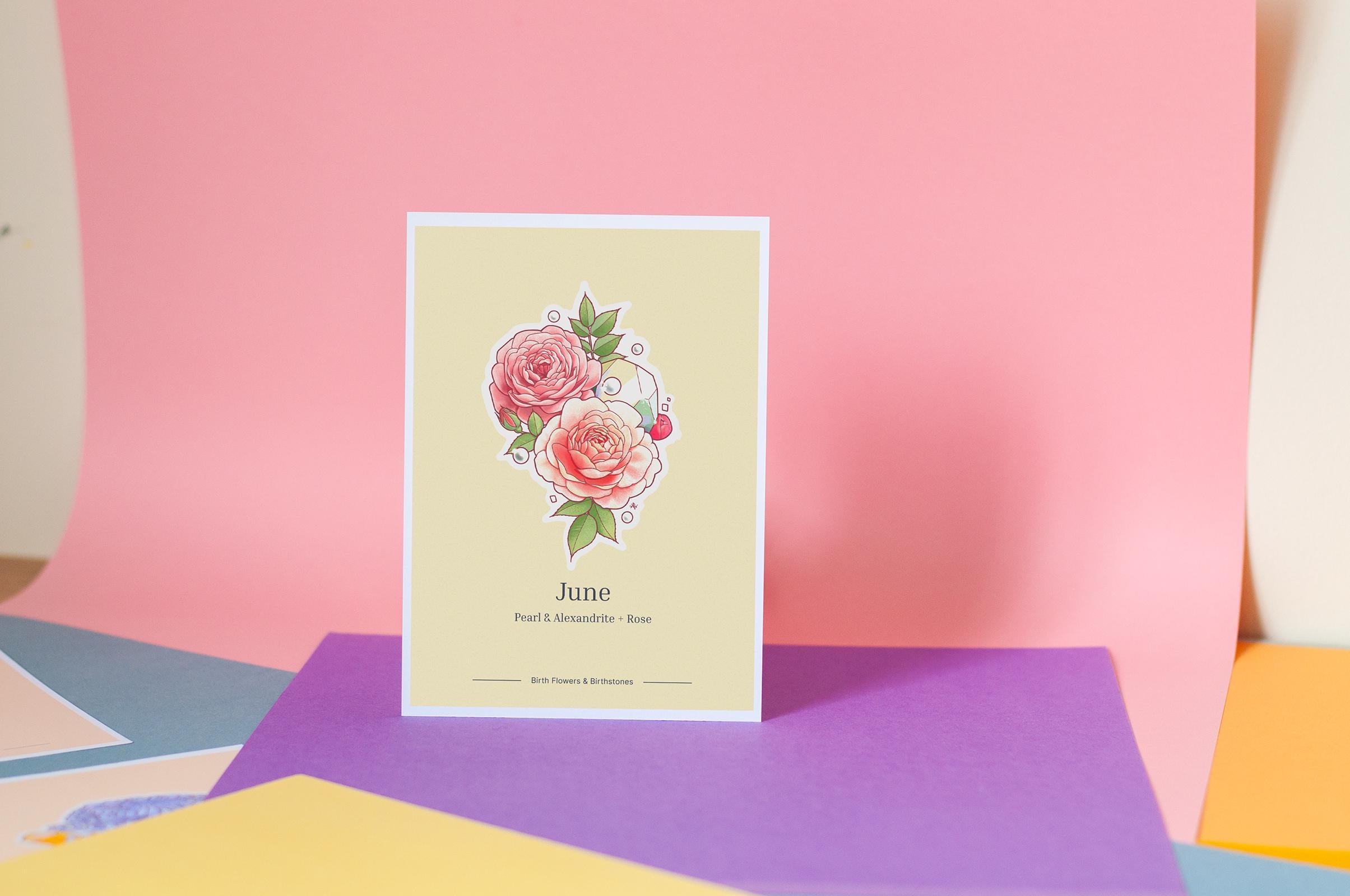 Personalizable Birth Month Flower & Birthstone Print, Custom Birthday Gift, 5x7 Art