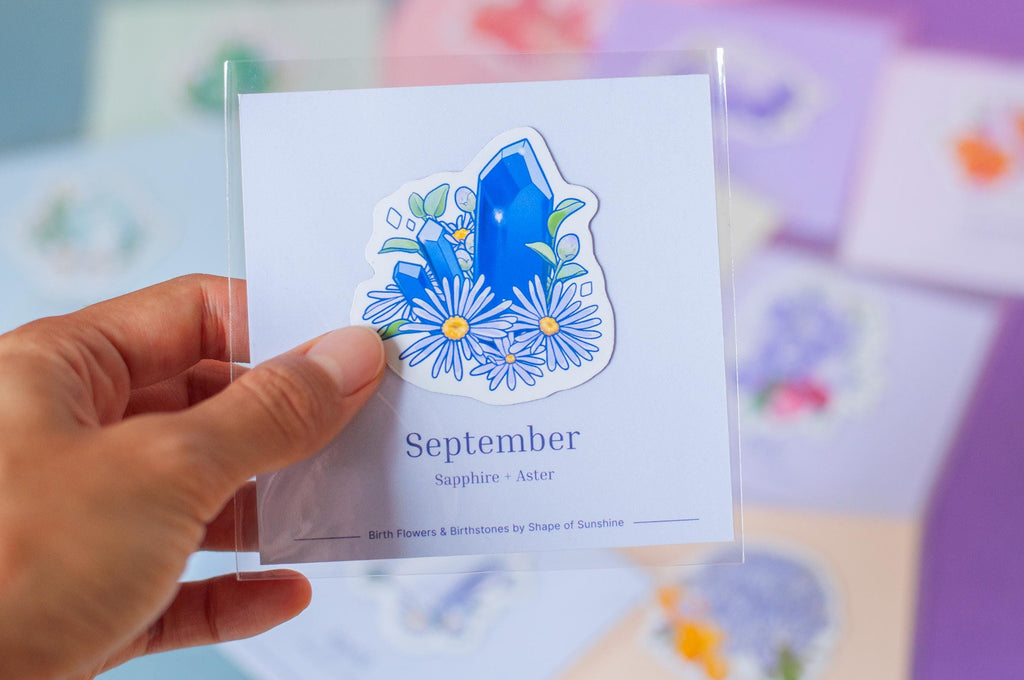 Birth Month Flower & Birthstone Art Magnet, Unique Fridge Decor, 2.5in