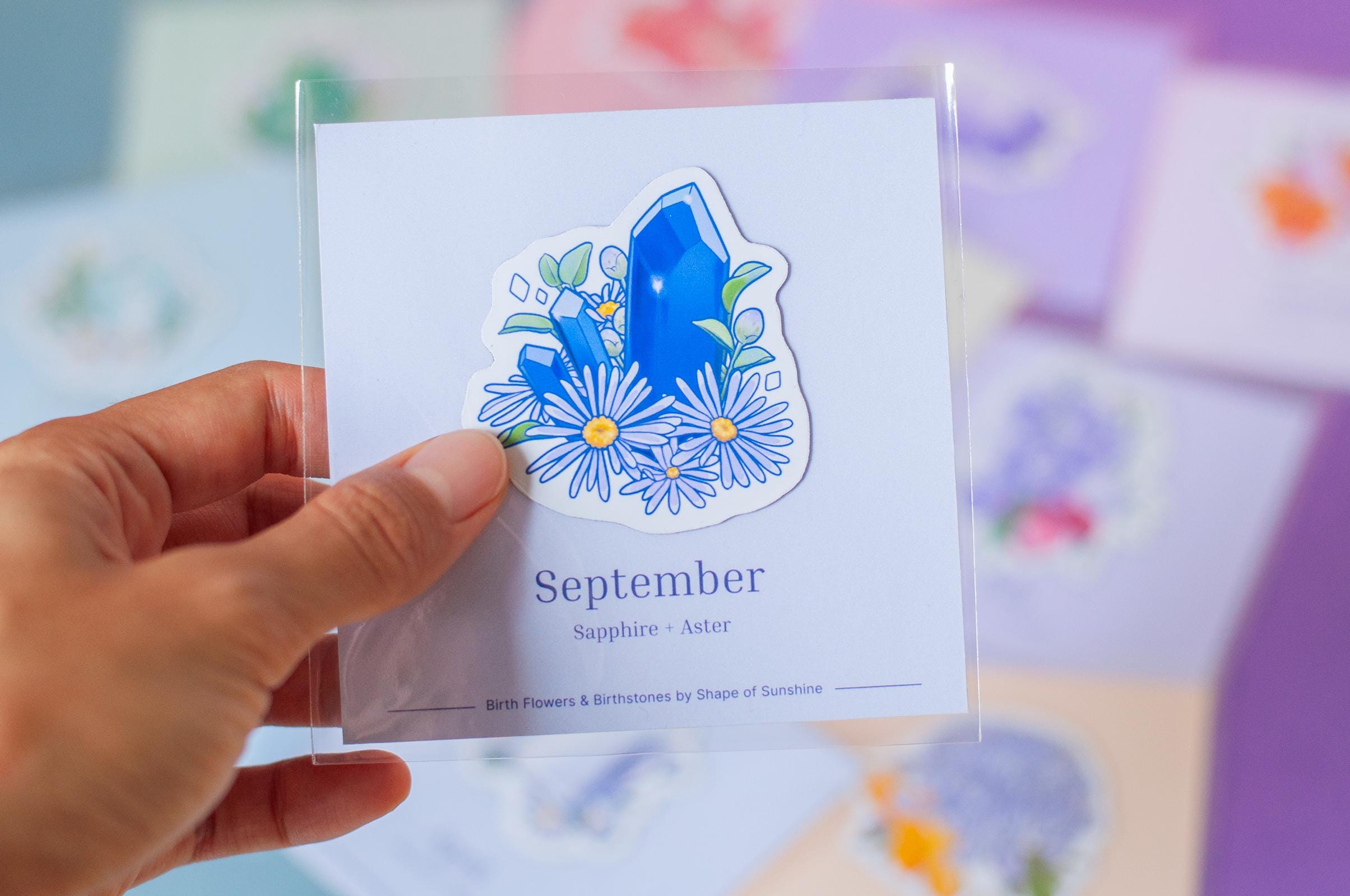 Birth Month Flower & Birthstone Art Magnet, Unique Fridge Decor, 2.5in