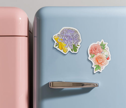 Birth Month Flower & Birthstone Art Magnet, Unique Fridge Decor, 2.5in