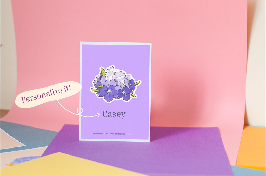 Personalizable Birth Month Flower & Birthstone Print, Custom Birthday Gift, 5x7 Art